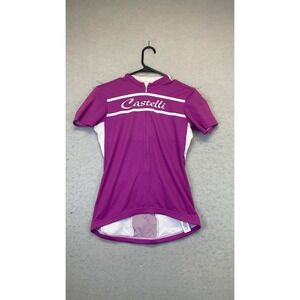 Castelli Shirt Womens‎ Medium Purple White Cycling Jersey 3 Pocket Zip Road